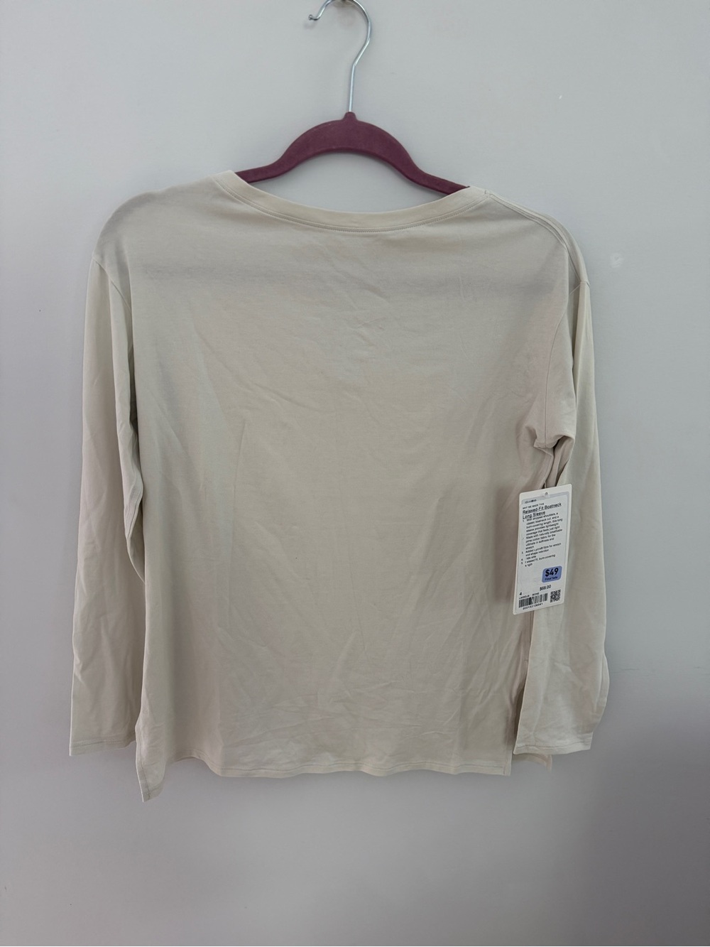 Lululemon Relaxed Fit Boatneck Long Sleeve Size 4 NWT Color Bone